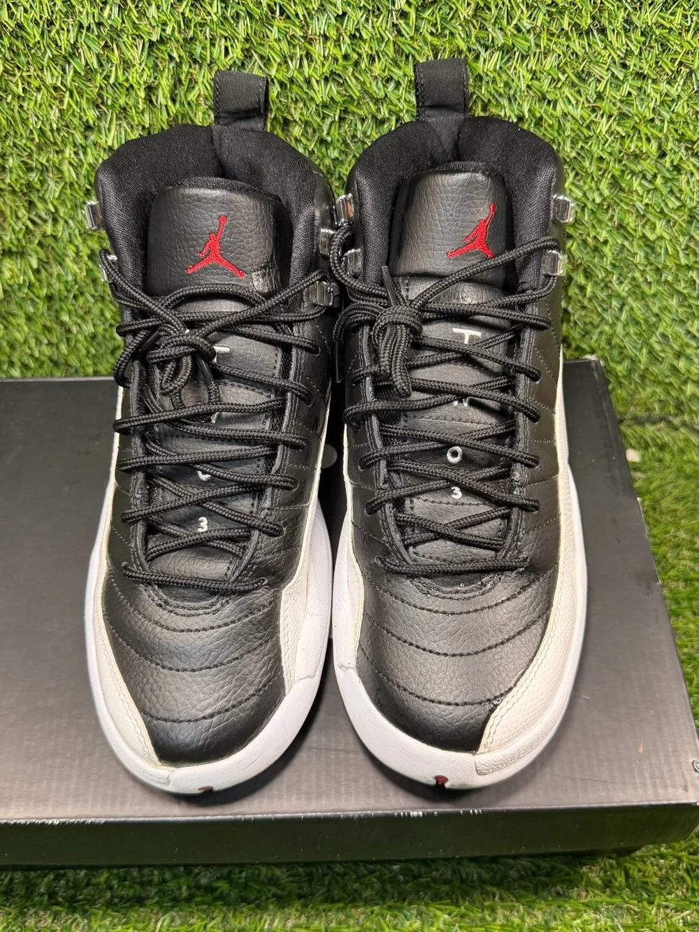 Nike Air Jordan 12 Retro Playoff GS 2012 Size 5Y 153265-001 Black White W/Box